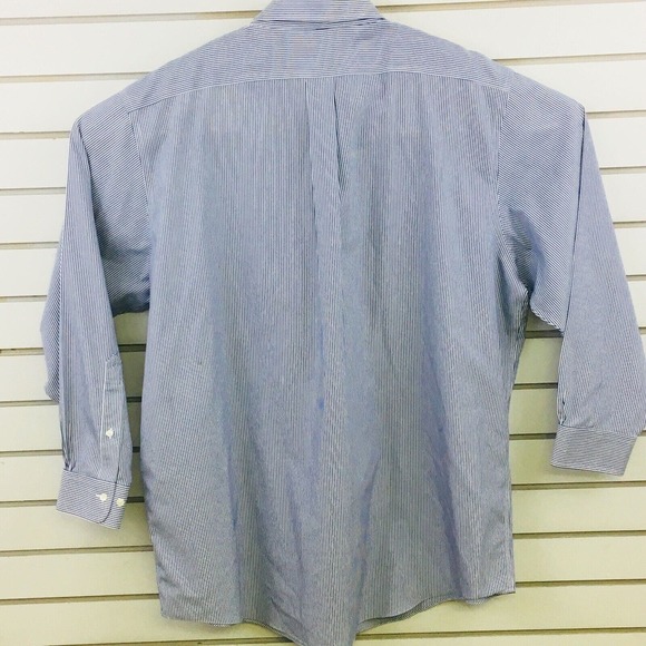 Mens 18-4/5 Brooks Bros Shirt Blue White Stripe Button Down Regular Fit Non Iron - Picture 7 of 8